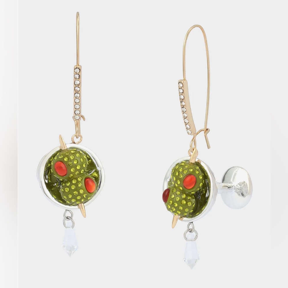 NIB Betsey Johnson Martini Glass Drop Earrings